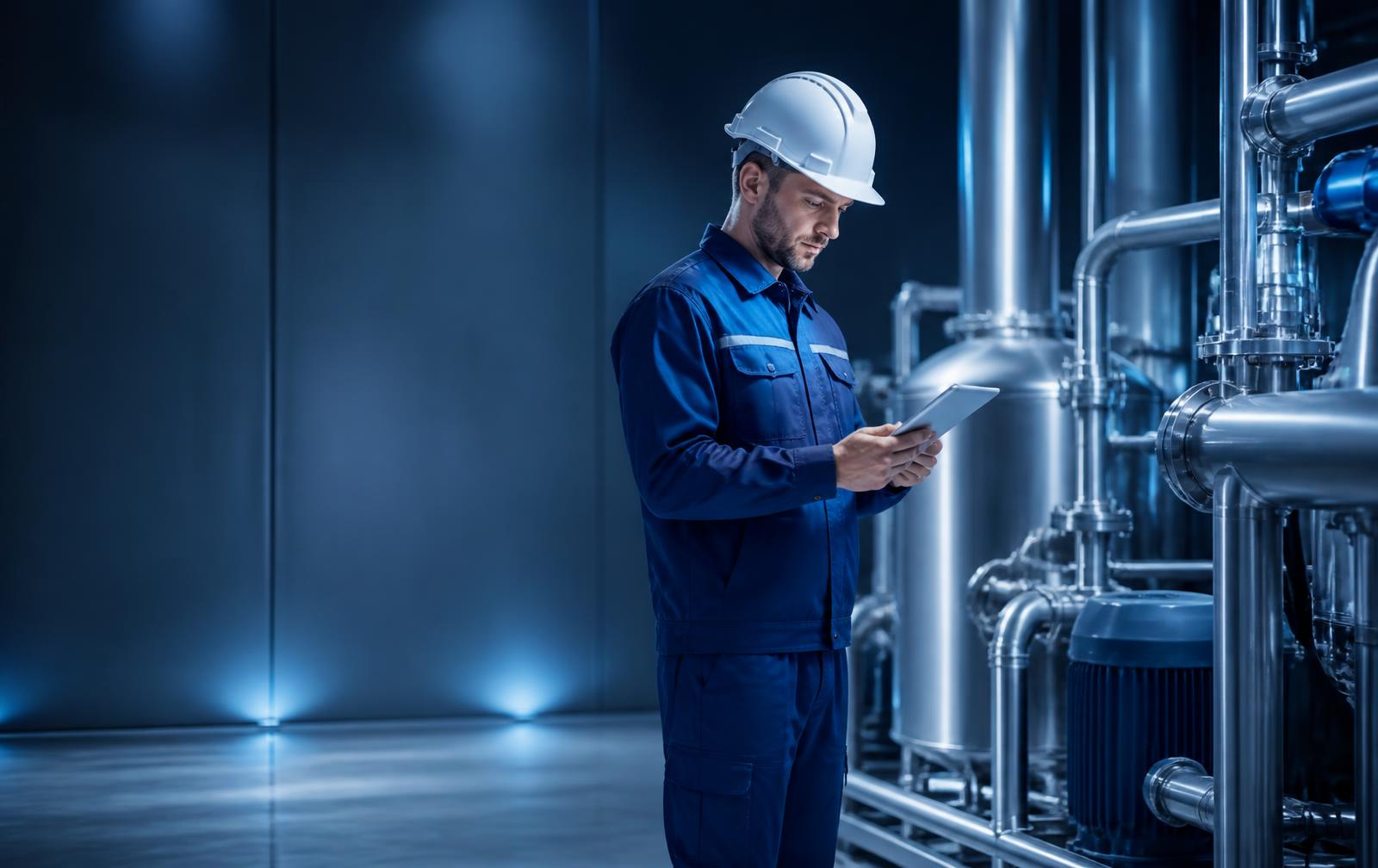 Instalação industrial com soluções de materiais e engenharia aplicada